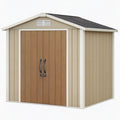 Abri de jardin 213 x 130 x 173 cm en acier beige marron avec portes doubles et ventilation