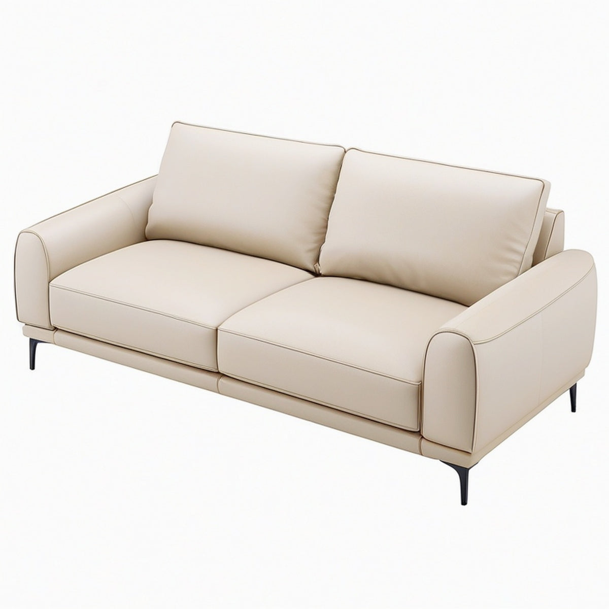 Canapé 2 places 180 x 90 x 85 cm en similicuir beige style contemporain