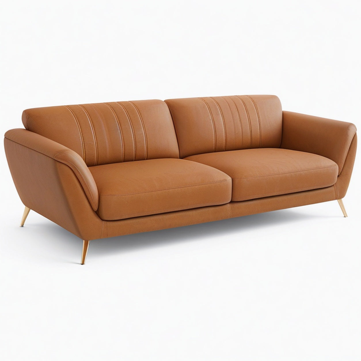 Canapé 2 places 180 cm en revêtement synthétique camel style moderne