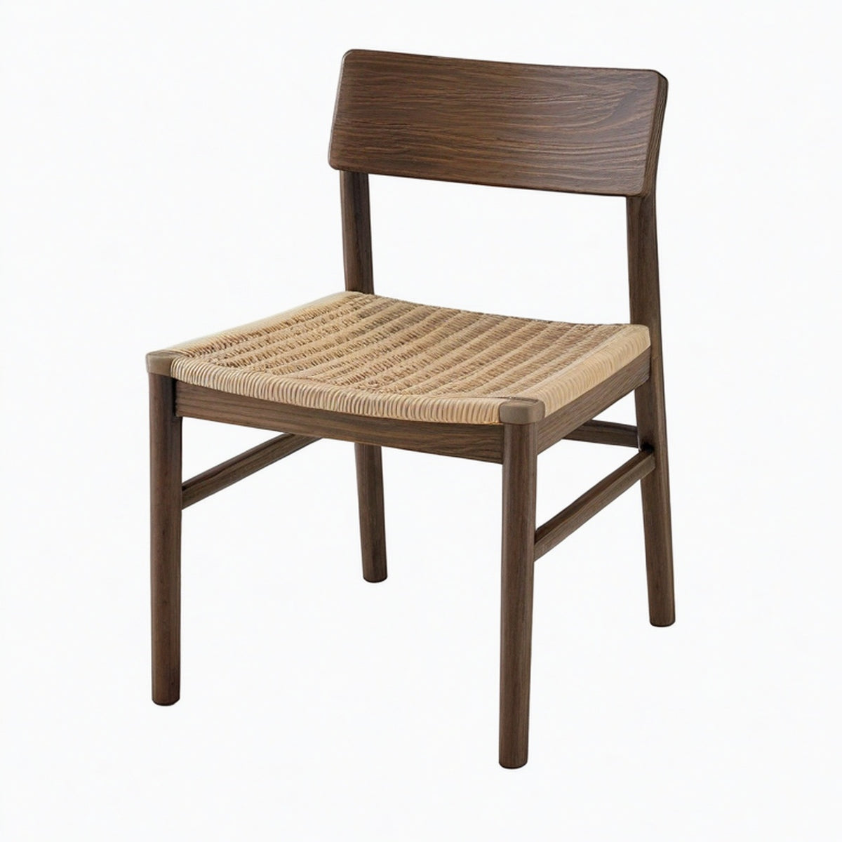 Chaise de salle à manger 52 x 55 x 80 cm bois brun assise en corde tressée style rustique