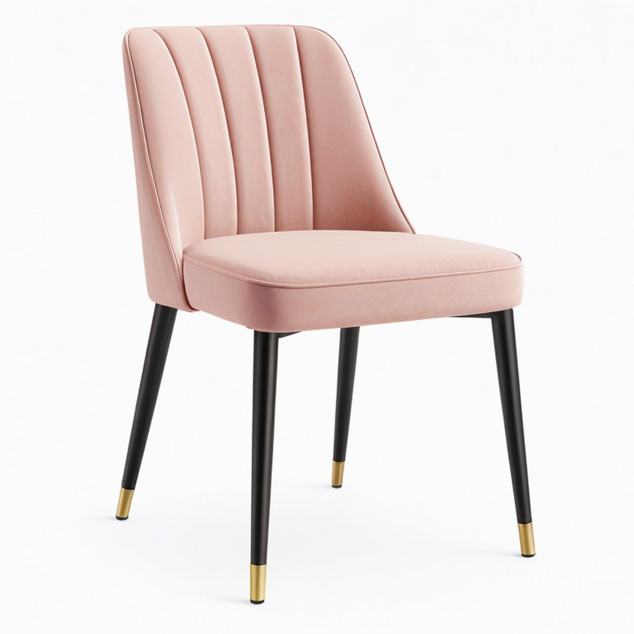 Chaise de salle à manger 52 x 60 x 84 cm en velours rose poudré style contemporain