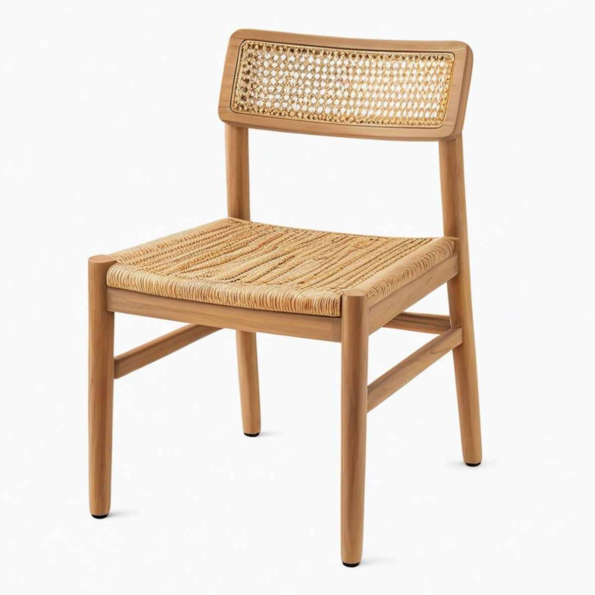 Chaise 52 x 56 x 82 cm en bois brun et cannage tressé style naturel