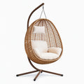 Fauteuil suspendu 105 x 105 x 195 cm en résine tressée marron avec support en acier style bohème
