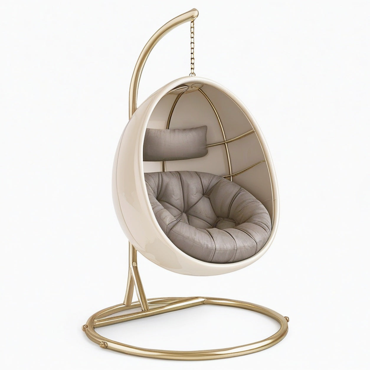 Fauteuil suspendu 100 x 100 x 195 cm en métal doré style contemporain