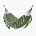 Hamac 200 x 80 cm en coton vert à franges style bohème