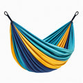 Hamac 200 x 150 cm en polyester turquoise jaune et bleu - Suspendu pour jardin et terrasse