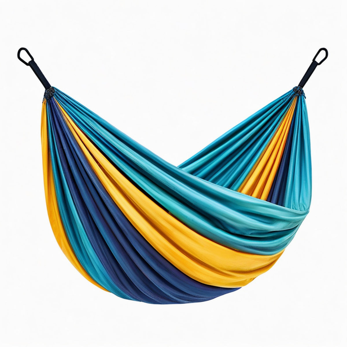 Hamac 200 x 150 cm en polyester turquoise jaune et bleu - Suspendu pour jardin et terrasse