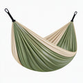 Hamac 300 x 150 cm en tissu vert et beige - suspendu pour jardin