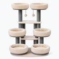 Arbre à chat 60 x 50 x 170 cm en peluche beige et sisal gris avec paniers multiniveaux