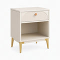 Table de chevet 45 x 40 x 60 cm en panneaux de bois blanc crème avec tiroir et niche ouverte