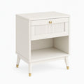 Table de chevet 50 x 40 x 60 cm en panneaux de bois blanc avec tiroir et niche style contemporain