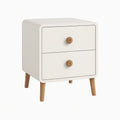 Table de chevet 40 x 35 x 55 cm en panneaux de bois blanc avec pieds en bois - 2 tiroirs style scandinave