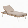 Bain de soleil 200 x 70 cm en résine tressée beige avec dossier réglable