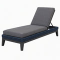 Bain de soleil 200 x 70 cm en métal tressage bleu gris avec dossier réglable